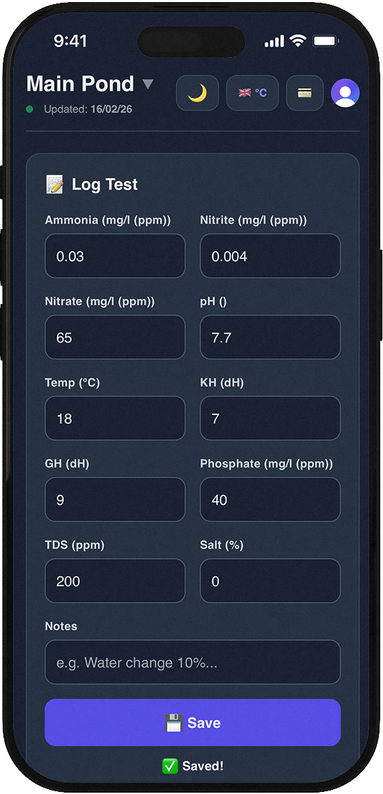 Log water tests easily